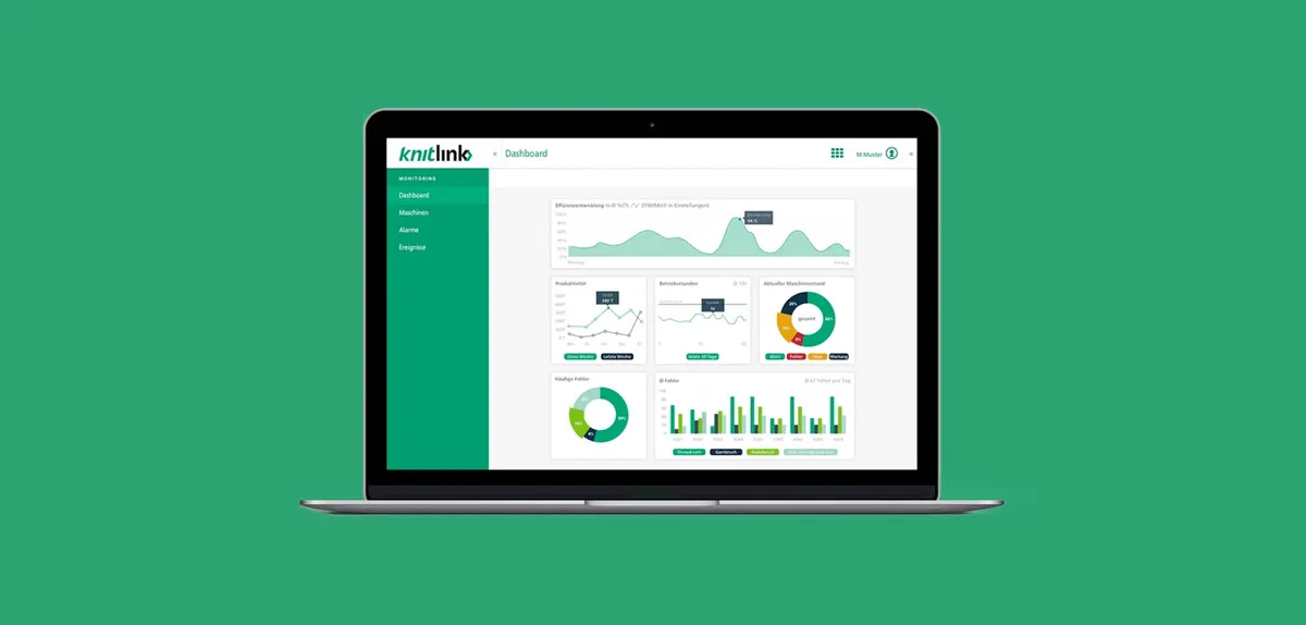 Desktop-Ansicht des Maschinenportals knitlink